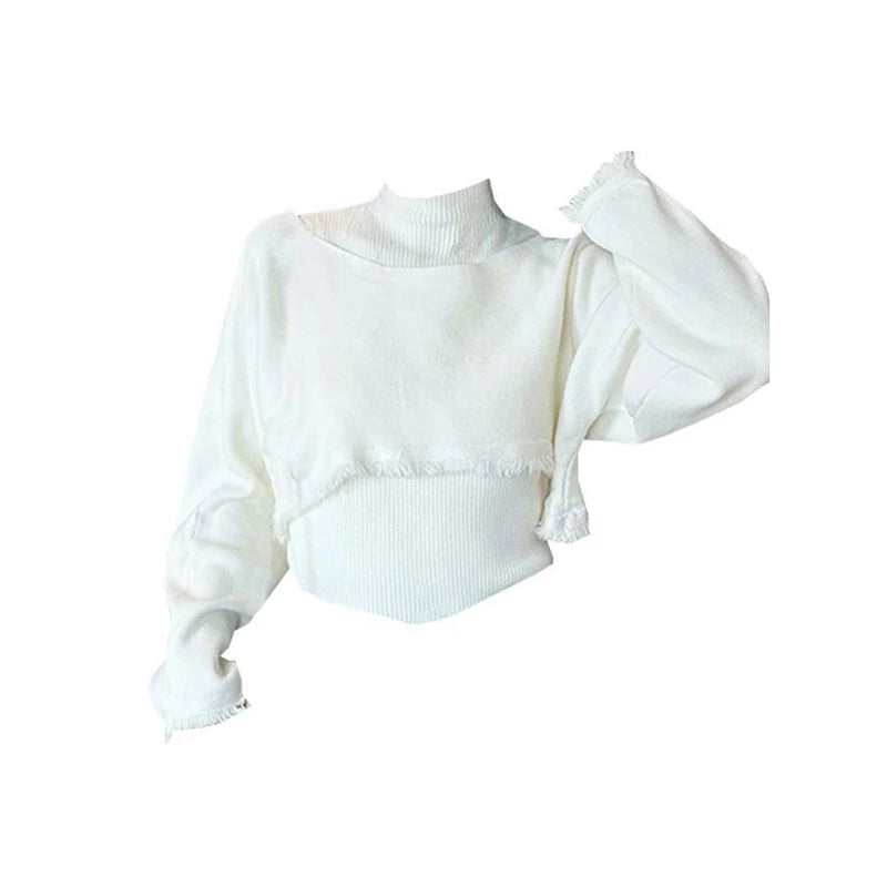 Women Green Pullover Knitted Sweater Harajuku Y2k Long Sleeves O-Neck Sweater Jumper Vintage 2000s 90s Aesthetic Clothes Autumn