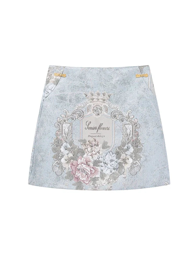 Women's Pink Print Skirt Vintage Y2k A-line Skirt Harajuku Streetwear Ladies Mini Skirts 2000s Aesthetic Fashion Clothes Summer