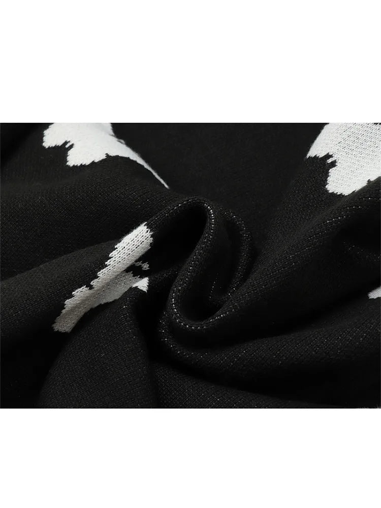 Korean Fashion Y2k Cardigan Women Butterfly Pattern Autumn Vintage Harajuku Long Sleeve Gothic Black Loose Casual Female Sweater