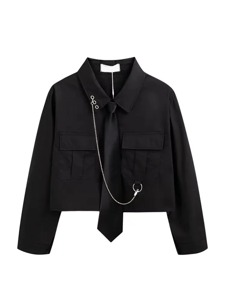 Women's Shirts Harajuku Design Safari Style Unisex Streetwear Top BF Trendy Tide Punk Popular Gothic Female Blouse Short Loose