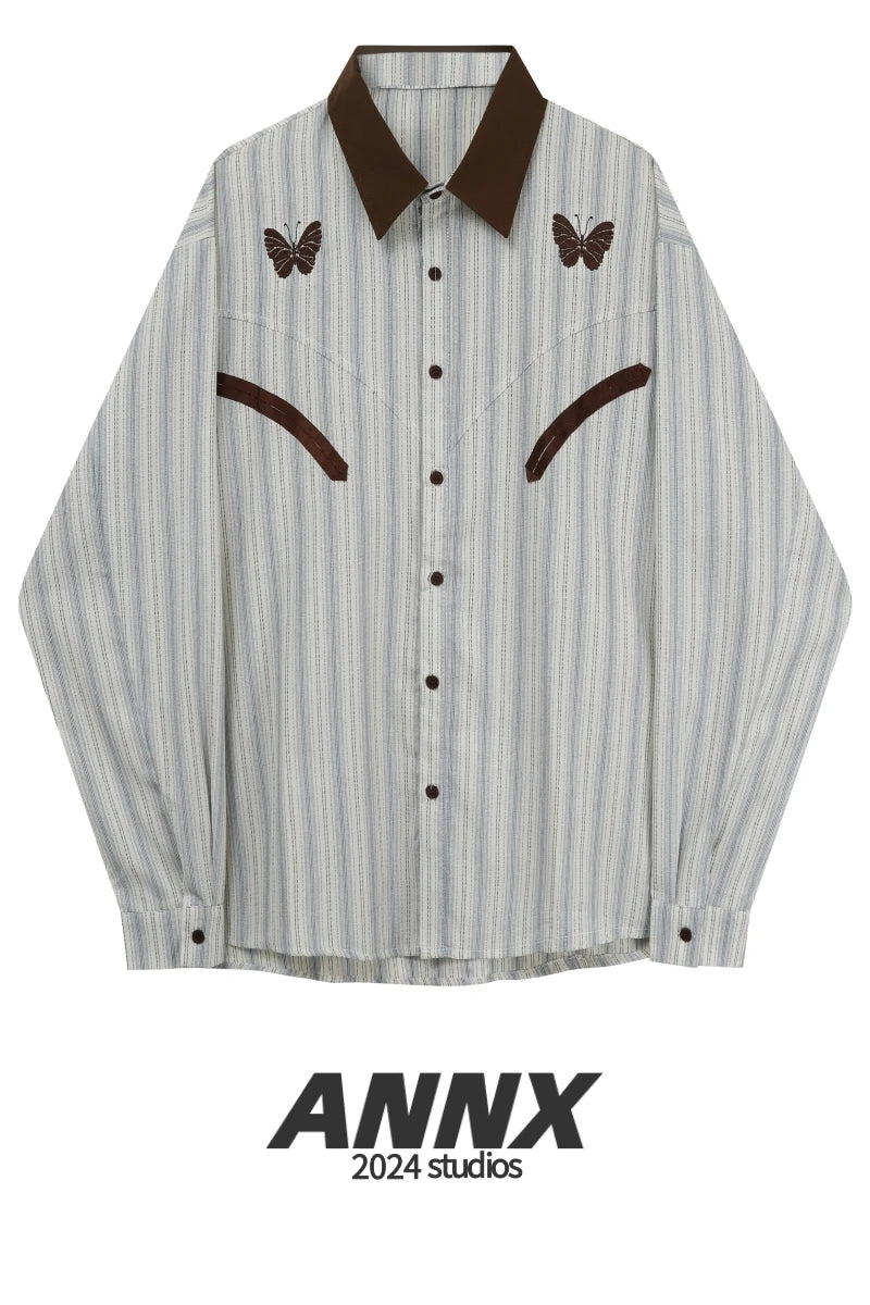 Women's Striped Shirts and Blouses Y2k Long Sleeve Harajuku Streetwear 2000s Women Vintage Sweet Shirt For Lady Blusas Tops