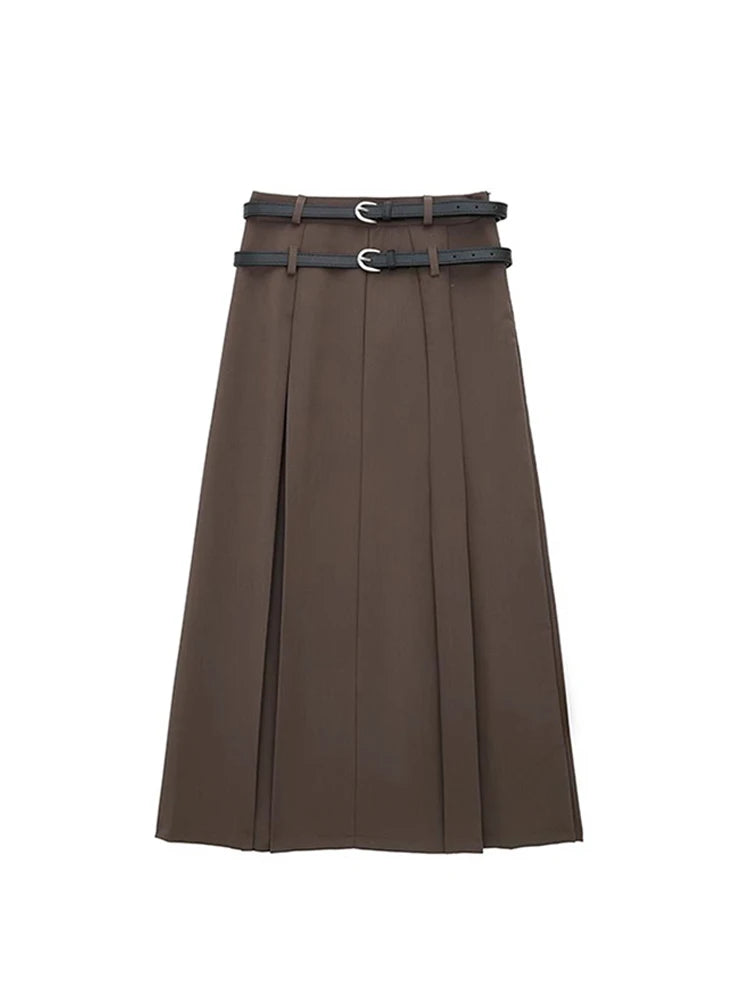 Women's Grey Long Skirt Y2k Vintage Japanese Harajuku High Waist Pleated Skirt Goth Black A-Line Mini Skirt 2023 Summer Clothes