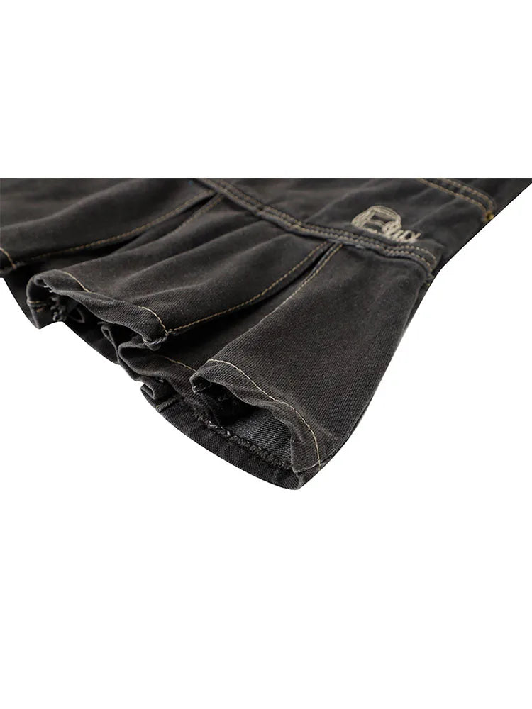 2022 Spring Women's High Waist Denim Mini Pleated Skirt Harajuku Streetwear Vintage Loose Casual Ladies Y2K A-line Short Skirts
