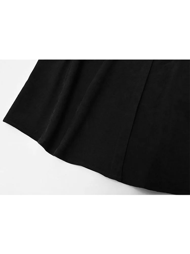 2025 Korean Gothic Blouse Black Sash Vintage Loose