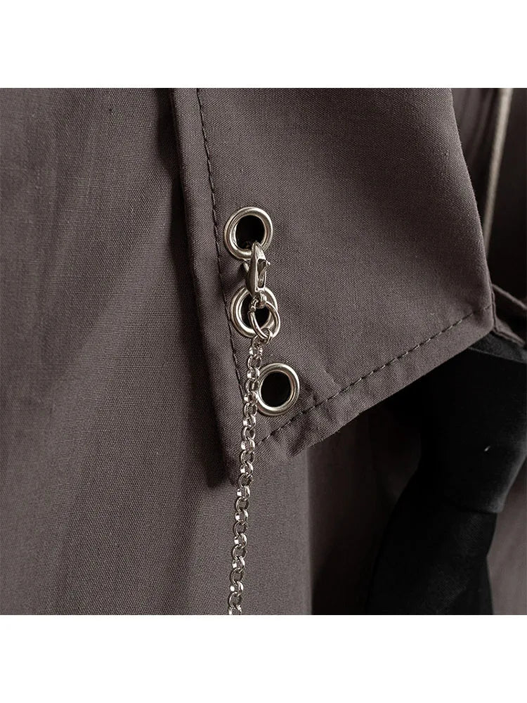 Women's Shirts Harajuku Design Safari Style Unisex Streetwear Top BF Trendy Tide Punk Popular Gothic Female Blouse Short Loose