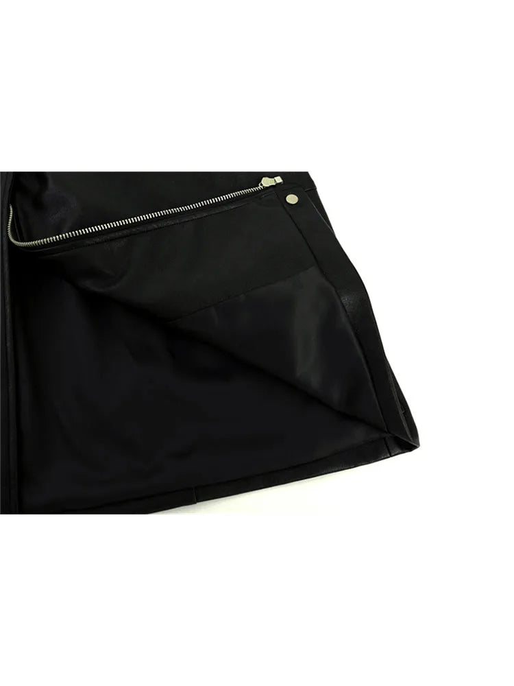 2022 Autumn Winter New PU Leather Jacket Women's Vintage Black Motorcycle Coat Female Korean Casual Loose Streetwear Outwear