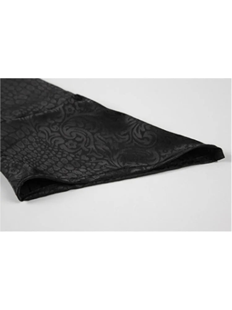 Women's Jacquard Blouse - Black Notched Collar Loose Tunic Office Elegant