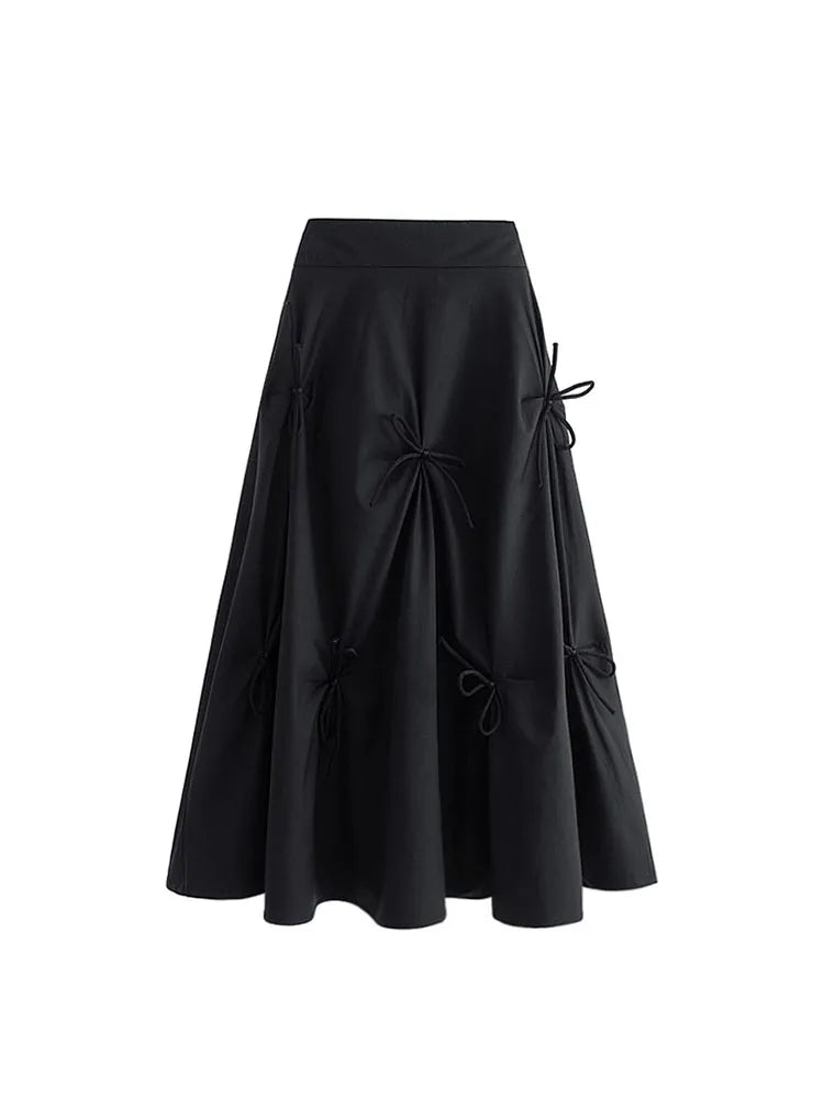 Harajuku Pleated Skirts High Waistfor Women High Waisted Skirt Lace Up Bow 2022 Elegant Fashion Skirts Midi Skirt Korean Style