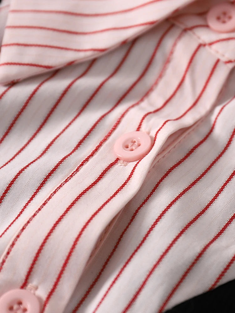 Y2K Pink Patchwork Blouse - Korean Vintage Long Sleeve 2025 Autumn