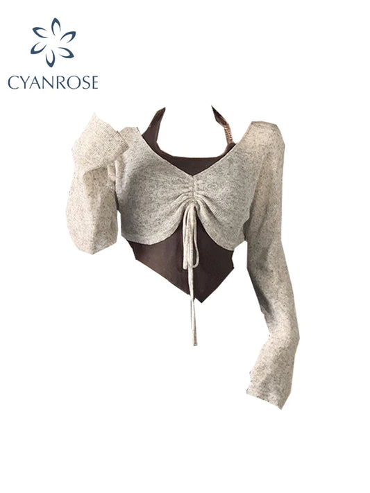 Women's T-shirt Harajuku Korean Y2k Tee Top Vintage Aesthetic Streetwear Oversize Long Sleeve T-shirt 2000s Autumn Clothes 2024