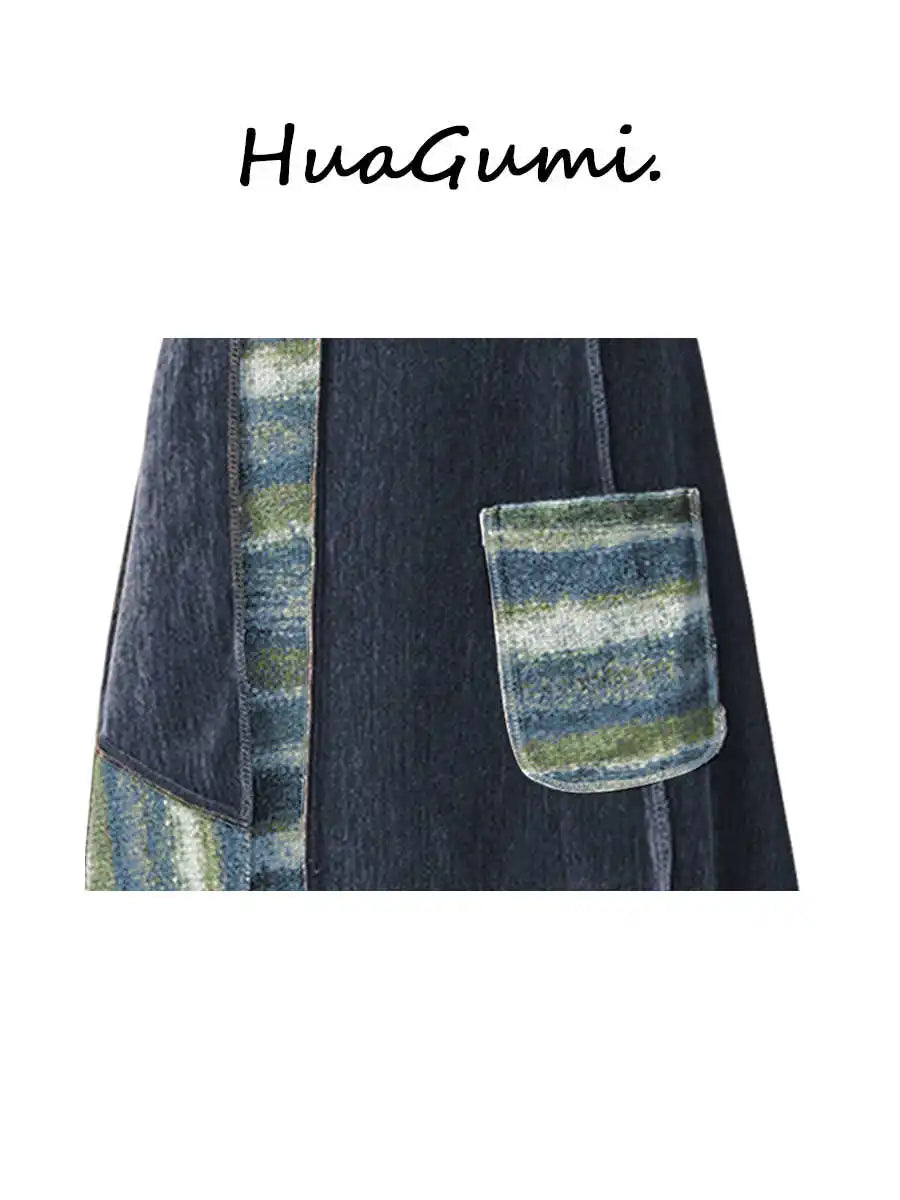 Women Y2k A-line Skirt Harajuku Patchwork Skirts Aesthetic Vintage Harajuku Korean Female Fashion Long Skirt 2000s Clothes