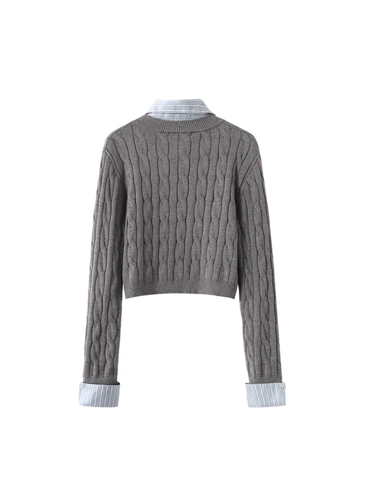 Women's Grey Cardigan Knitted Sweater Harajuku 90s Aesthetic Y2k Long Sleeve Sweater Jumper Vintage 2000s Aesthetic Clothes 2024