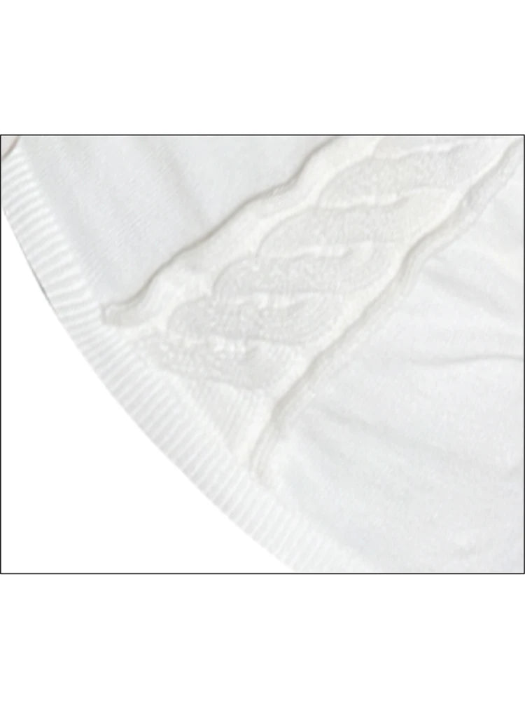 Women White Vintage Pullover Knit Sweater Y2k 90s Aesthetic Harajuku Elegant Long Sleeves Sweaters Fashion 2000s Clothes Autumn