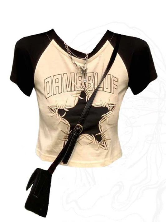 Vintage Star T Shirt Women Casua Clothes Harajuku Streetwear Tees Sexy Summer Emo Aesthetic Hip-hop  Short Sleeve Y2k Top 2025