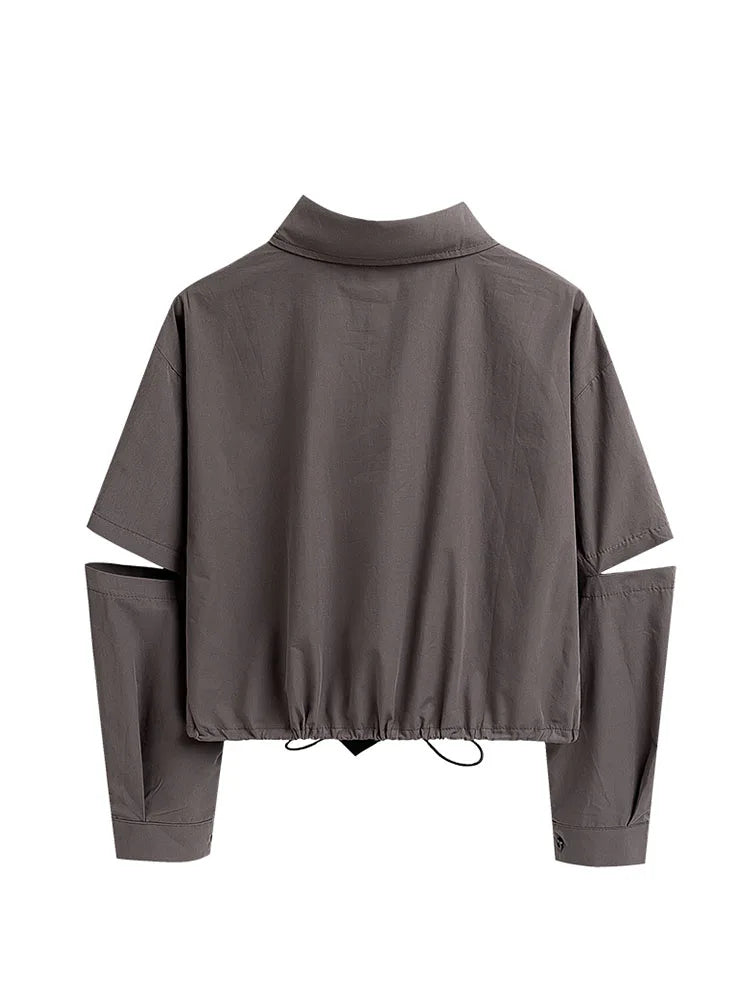 Punk Gothic Crop Top - Harajuku Streetwear with Chain & Split Detail