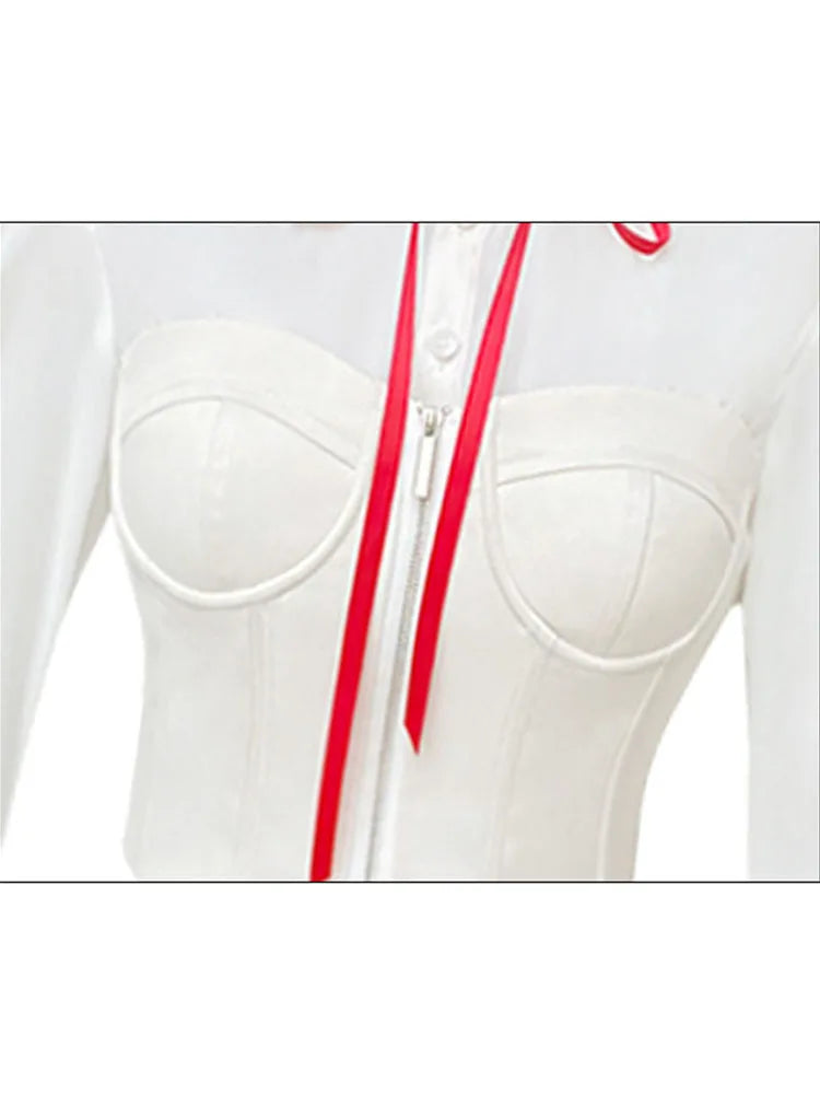 Chic Black Chiffon Shirt Long Sleeve Tops Fashion Sexy Underbust Corset Women Bustier Tube Patchwork Fishbone Crop Tops 2022 New