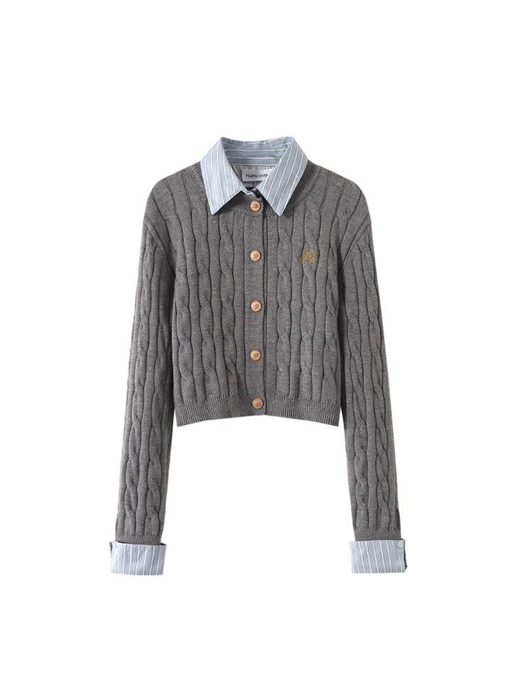 Women's Grey Cardigan Knitted Sweater Harajuku 90s Aesthetic Y2k Long Sleeve Sweater Jumper Vintage 2000s Aesthetic Clothes 2024