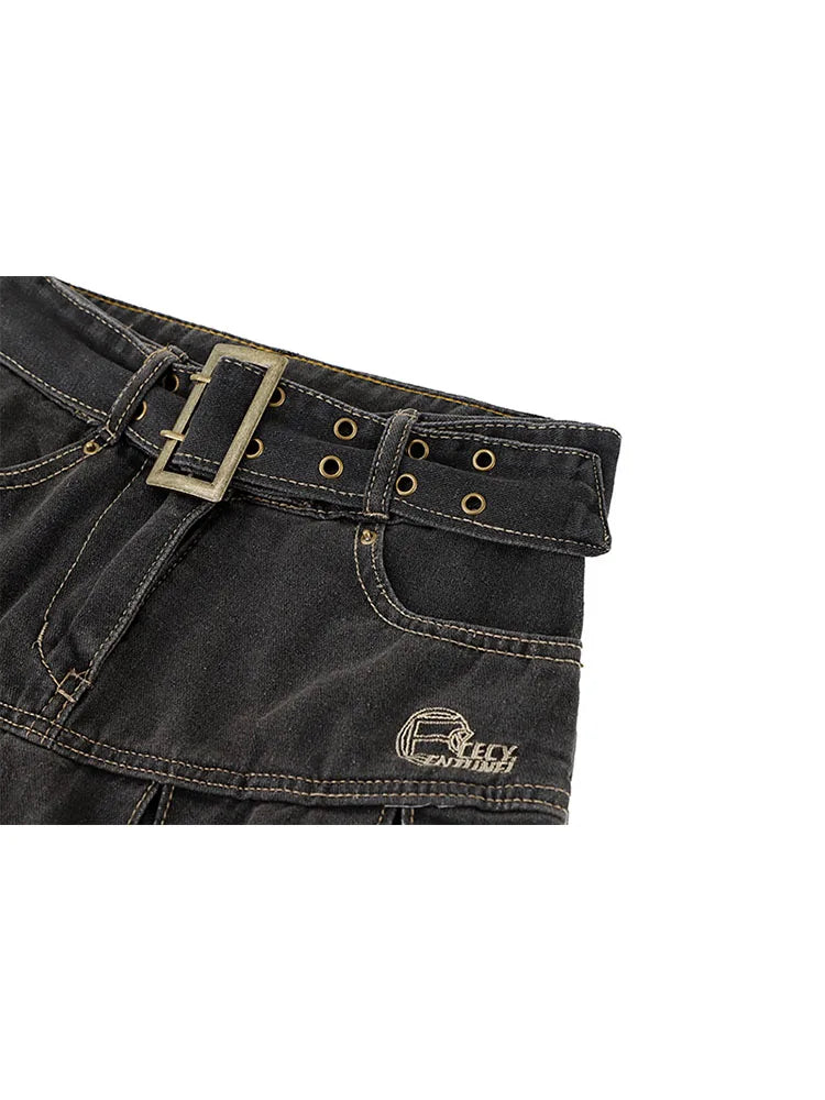 2022 Spring Women's High Waist Denim Mini Pleated Skirt Harajuku Streetwear Vintage Loose Casual Ladies Y2K A-line Short Skirts