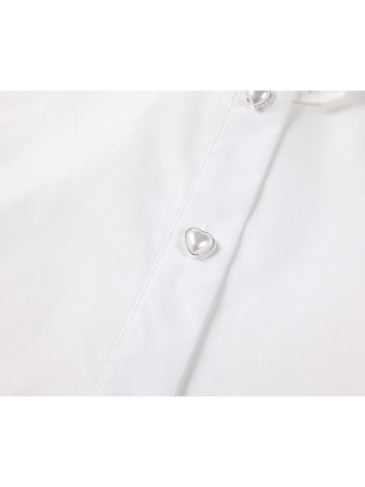 Women's 2025 Autumn Vintage Blouse - Tiered Ruffles & Heart Bubble Sleeve with Auricular Edge White Romantic Top