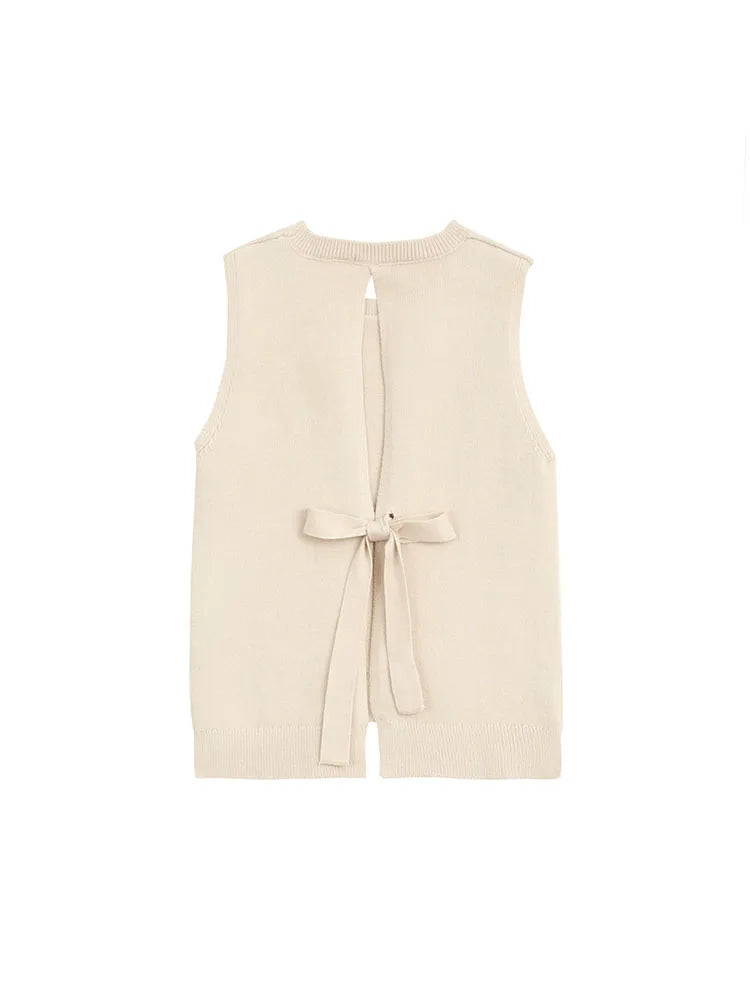 Preppy Bow Blouse & Vest Set Autumn Two-Piece