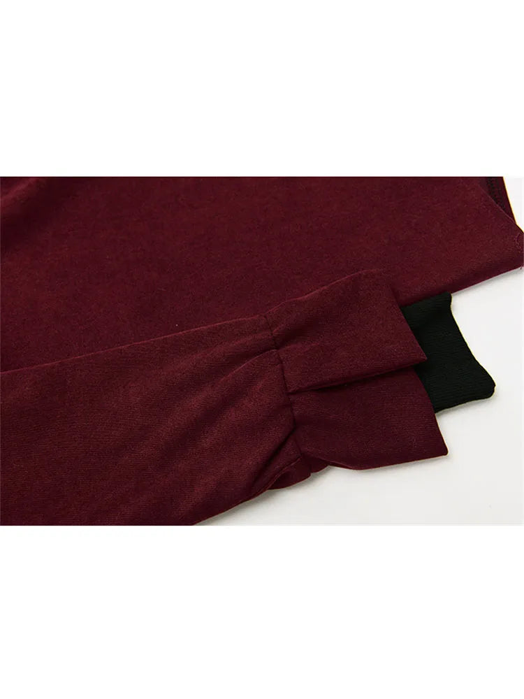 Fake Two Piece Shirt Women Patchwork Turtleneck Turn-down Collar Autumn Winter Casual Lady Long Sleeves Female Loose Blouse Tops