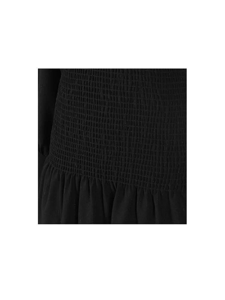 Black Gothic Women's Shirt Dress French Style Vintage Retro Dress Long Sleeve Casual Chic Elegant Tunic High Waist Sundress 2025