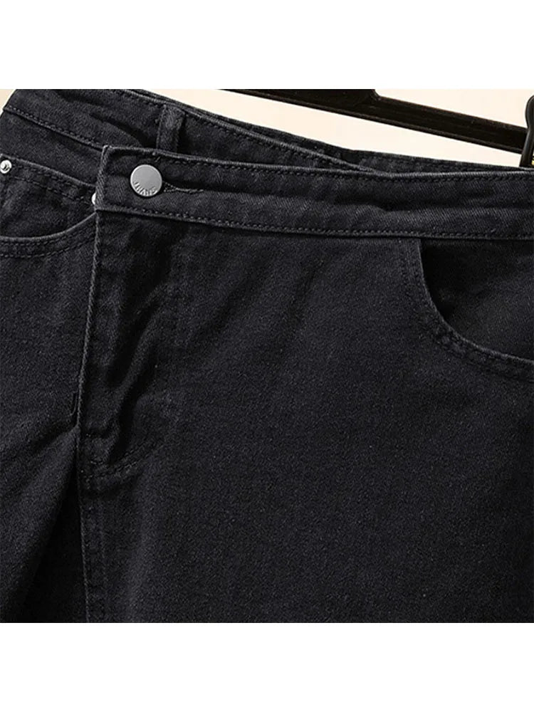 Woman Fashion Loose Sexy Lrregular Denim Skirt Women 2022 Long Jean Skirt High Waist Pencil Skirt Ladies Black Casual Elegant
