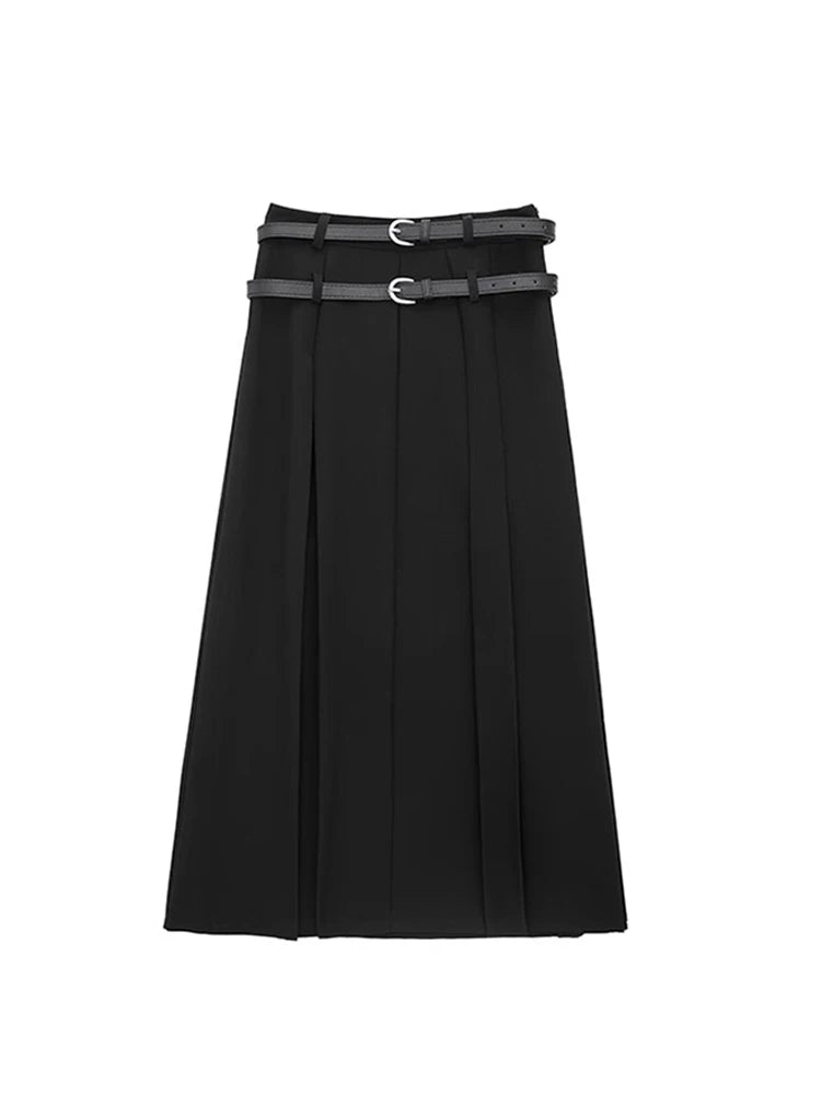 Women's Grey Long Skirt Y2k Vintage Japanese Harajuku High Waist Pleated Skirt Goth Black A-Line Mini Skirt 2023 Summer Clothes
