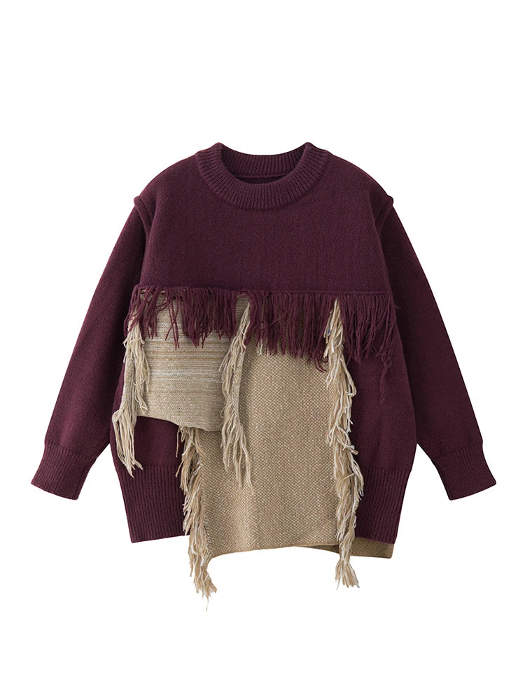 Women's Black Gothic Y2k Two-tone Knitted Sweater Harajuku Korean Y2k Long Sleeves Jumper Sweaters Vintage 2000s Clothes Autumn