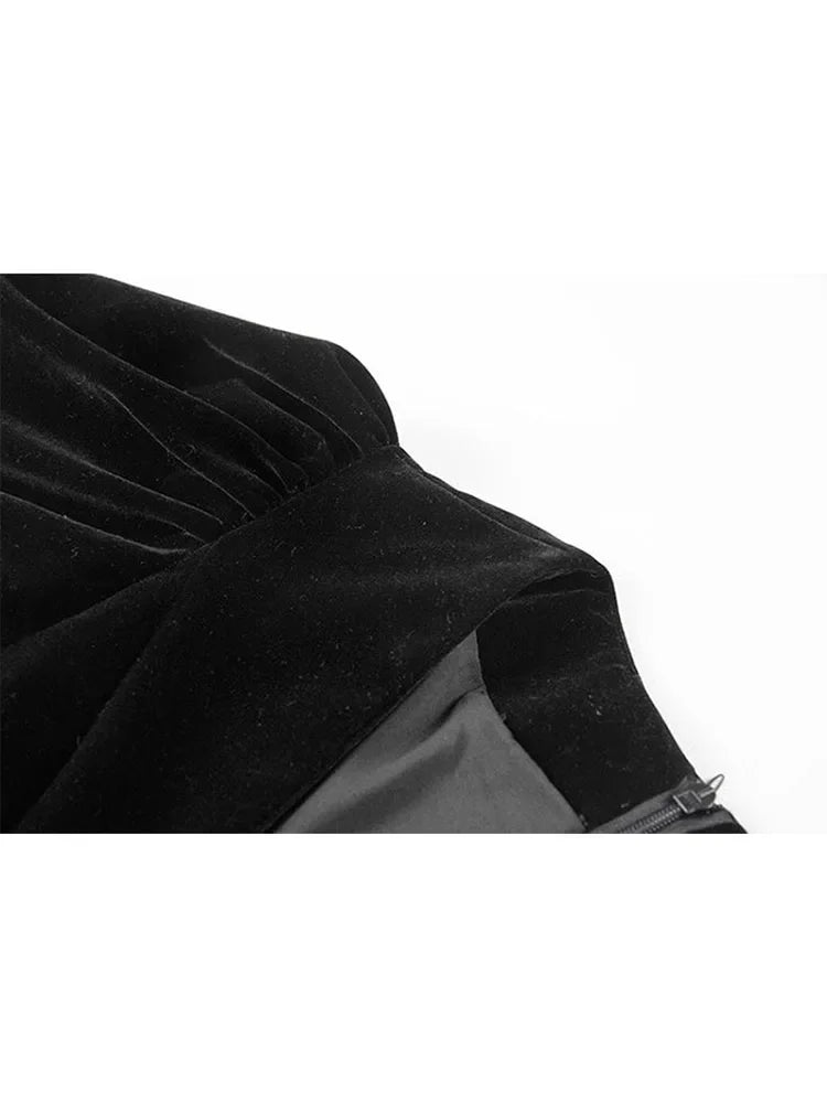 Vintage French Crop Dress Women 50s 60s Audrey Hepburn Flannel V Neck Dresses Puff Short Sleeve Sexy Party Elegant Fluffy Frocks