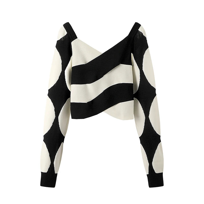 Women's Striped Pullover Knitted Sweater Harajuku Y2k Long Sleeves Sweater Jumper Vintage 2000s Aesthetic Female Clothes Autumn