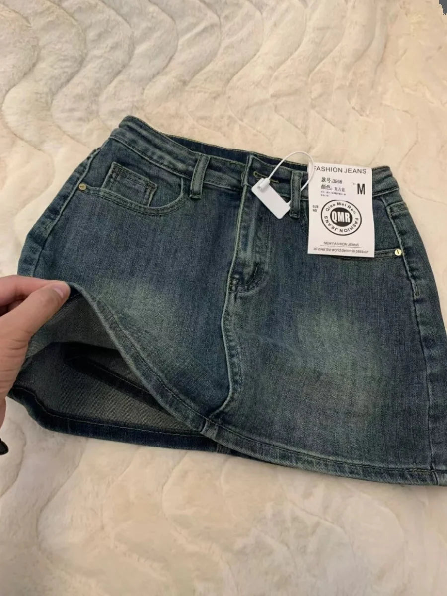 Women's Blue A-Line Skirt Y2k Mini Skirts Korean Harajuku Vintage 90s Aesthetic Shorts Skirt 2000s Fashion Clothes Summer 2024