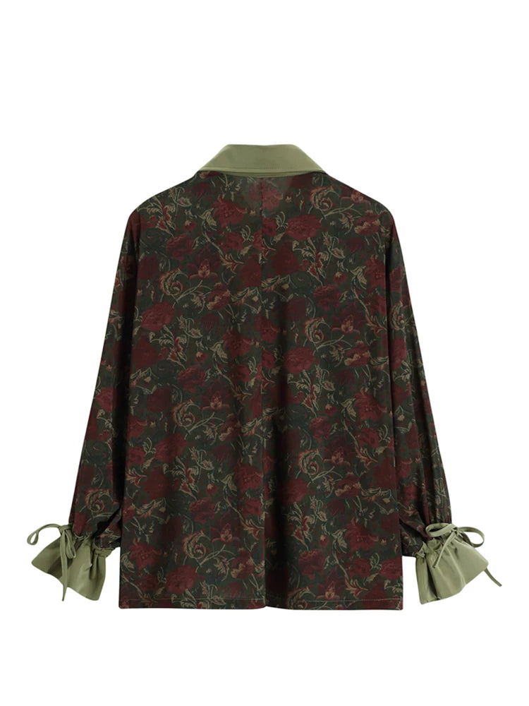 Autumn Vintage Style Floral Printing Loose Women's Blouse Shirt Korean Casual Long Sleeve Ladies Button Blouses Female Tops