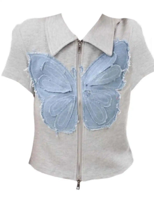 Vintage Butterfly T Shirt Women Clothes Harajuku Streetwear Tees Sexy Summer Emo Aesthetic Hip-hop  Short Sleeve Y2k Top 2025