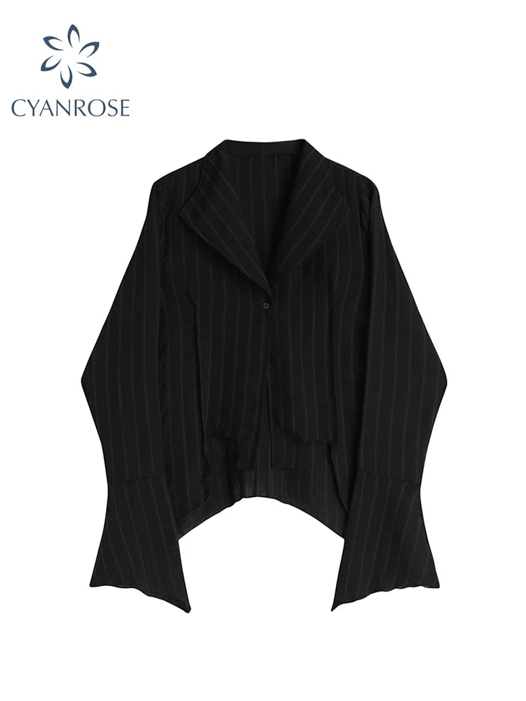 2022 Spring Women's Long Sleeve Shirts Single Breasted Gothic Harajuku Design Chic Streetwear Y2K Trendy Female Vintage Blouse