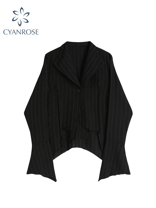 2022 Spring Women's Long Sleeve Shirts Single Breasted Gothic Harajuku Design Chic Streetwear Y2K Trendy Female Vintage Blouse