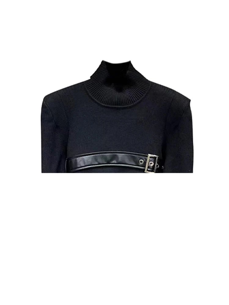 Women's Black Gothic Pullover Knitted Sweater Long Sleeve Sweaters Jumper 90s Korean Y2k Emo 2000s Harajuku Vintage Clothes 2023