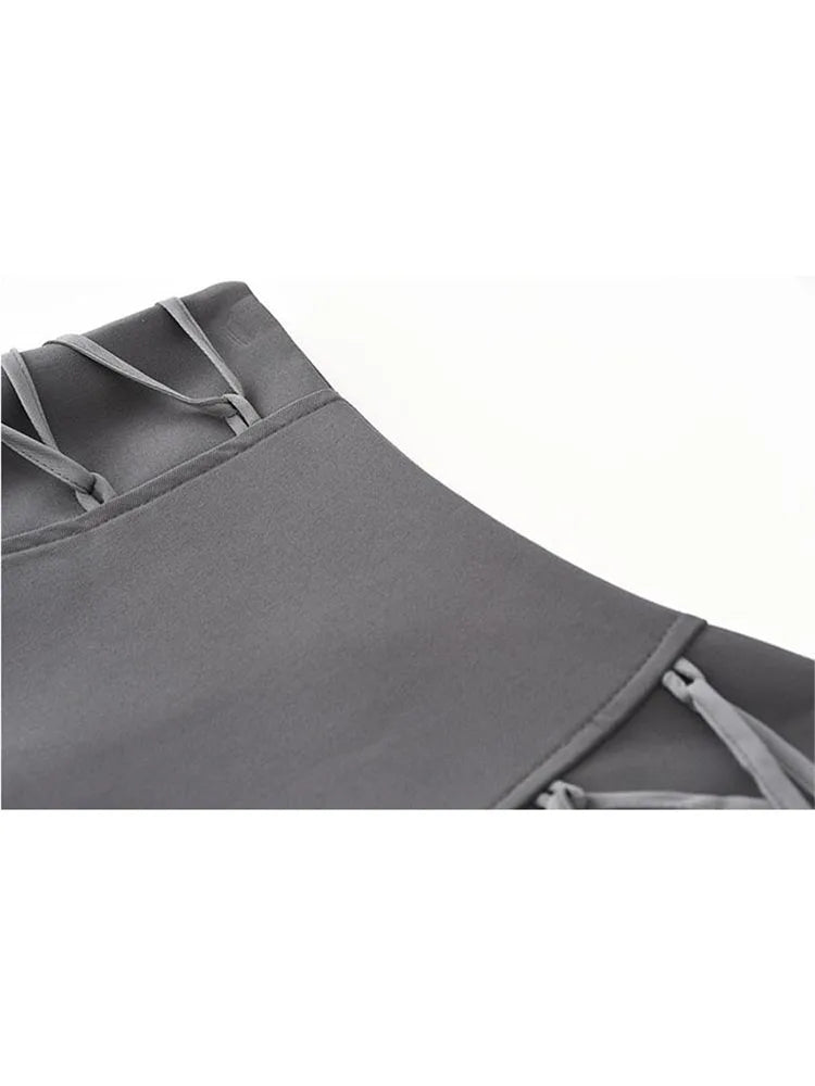 High Waist Pleated Skirts For Women Bandage Short Grey Skirts Gothic Sexy Club Streetwear Casual Harajuku Mini Skirts Female