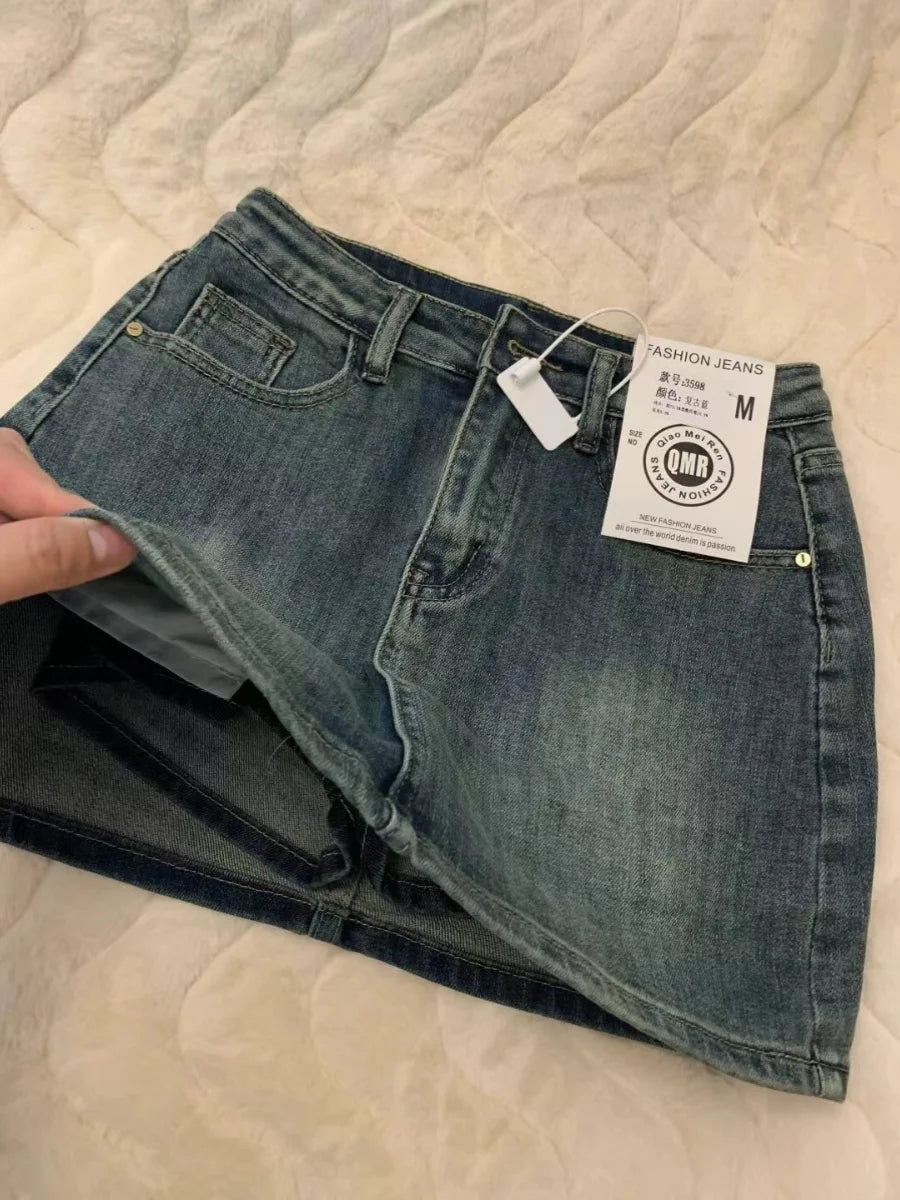 Women's Blue A-Line Skirt Y2k Mini Skirts Korean Harajuku Vintage 90s Aesthetic Shorts Skirt 2000s Fashion Clothes Summer 2024