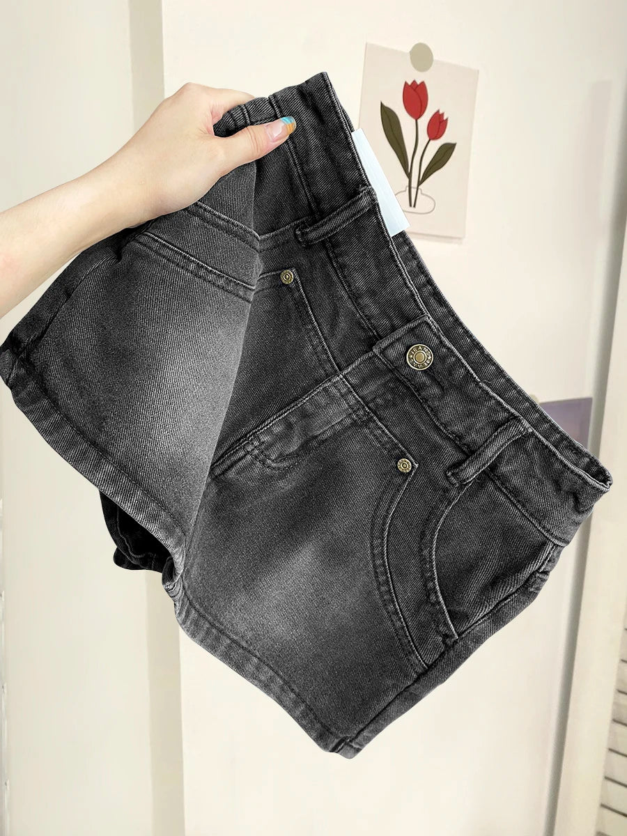 Women Gothic A-line Denim Skirt Elegant Harajuku Y2k Mini Jean Shorts Skirts Aesthetic Vintage Cowboy Skirt 2000s Clothes Summer