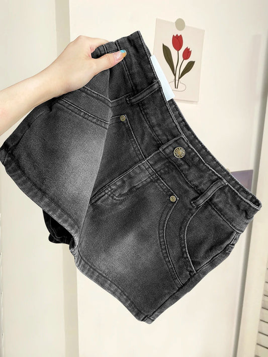 Women Gothic A-line Denim Skirt Elegant Harajuku Y2k Mini Jean Shorts Skirts Aesthetic Vintage Cowboy Skirt 2000s Clothes Summer