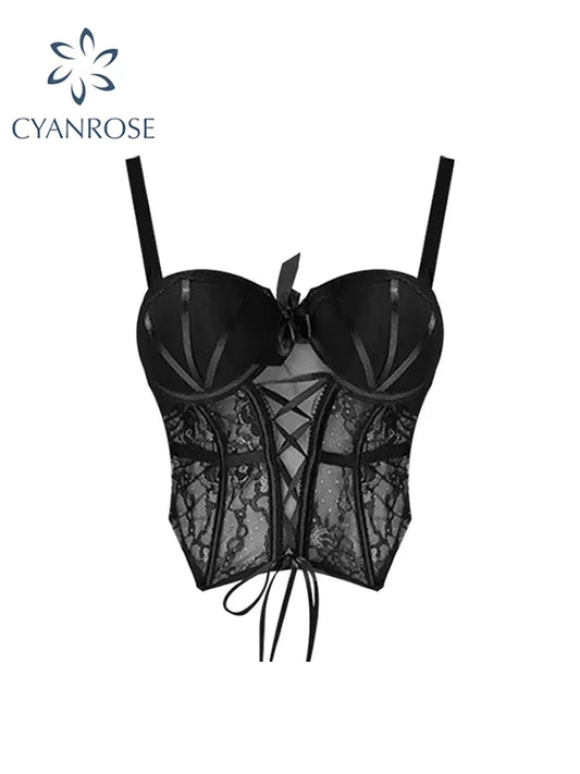 Black Gothic Women's Y2k Crop Top Sleeveless Off Shoulder 2023 Summer Fashion Streetwear Casual Chic Vintage Camisole Tank Tops