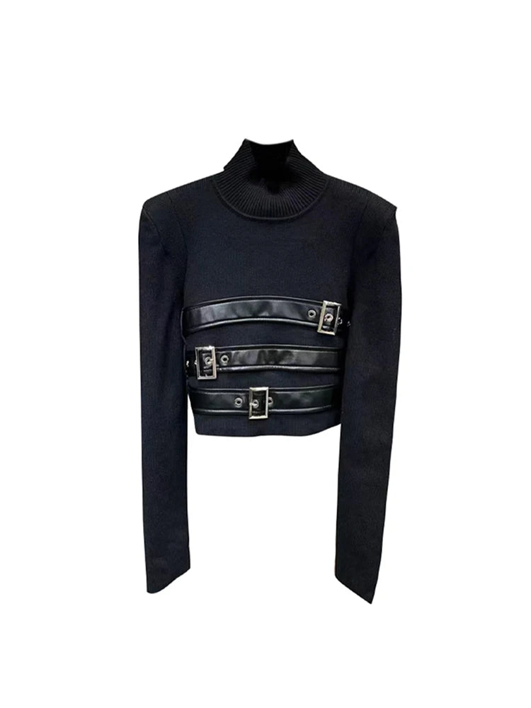 Women's Black Gothic Pullover Knitted Sweater Long Sleeve Sweaters Jumper 90s Korean Y2k Emo 2000s Harajuku Vintage Clothes 2023