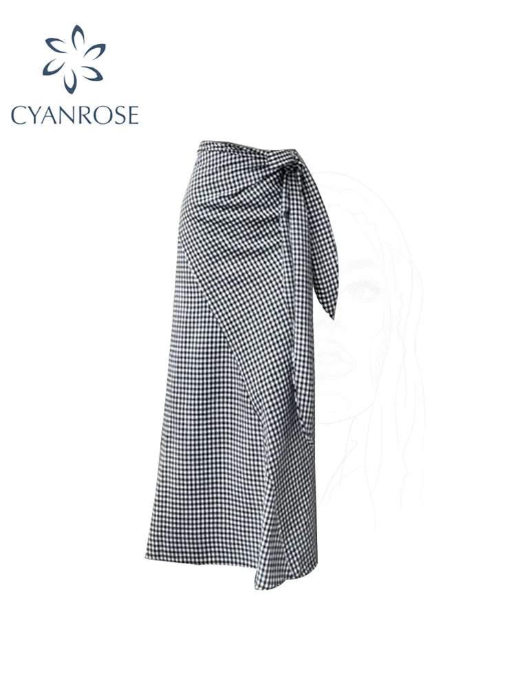 Women's A-line Plaid Skirt Vintage Aesthetic Streetwear Y2k Oversize Long Skirt Harajuku Skirt 2000s Fashion Clothes 2025 Summer