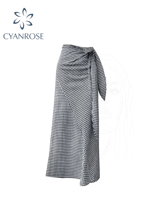 Women's A-line Plaid Skirt Vintage Aesthetic Streetwear Y2k Oversize Long Skirt Harajuku Skirt 2000s Fashion Clothes 2025 Summer