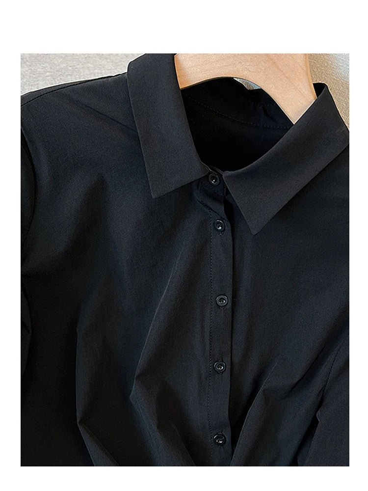 Y2K Gothic Blouse - Black Korean Vintage Long Sleeve Autumn