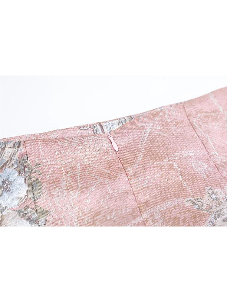 Women's Pink Print Skirt Vintage Y2k A-line Skirt Harajuku Streetwear Ladies Mini Skirts 2000s Aesthetic Fashion Clothes Summer