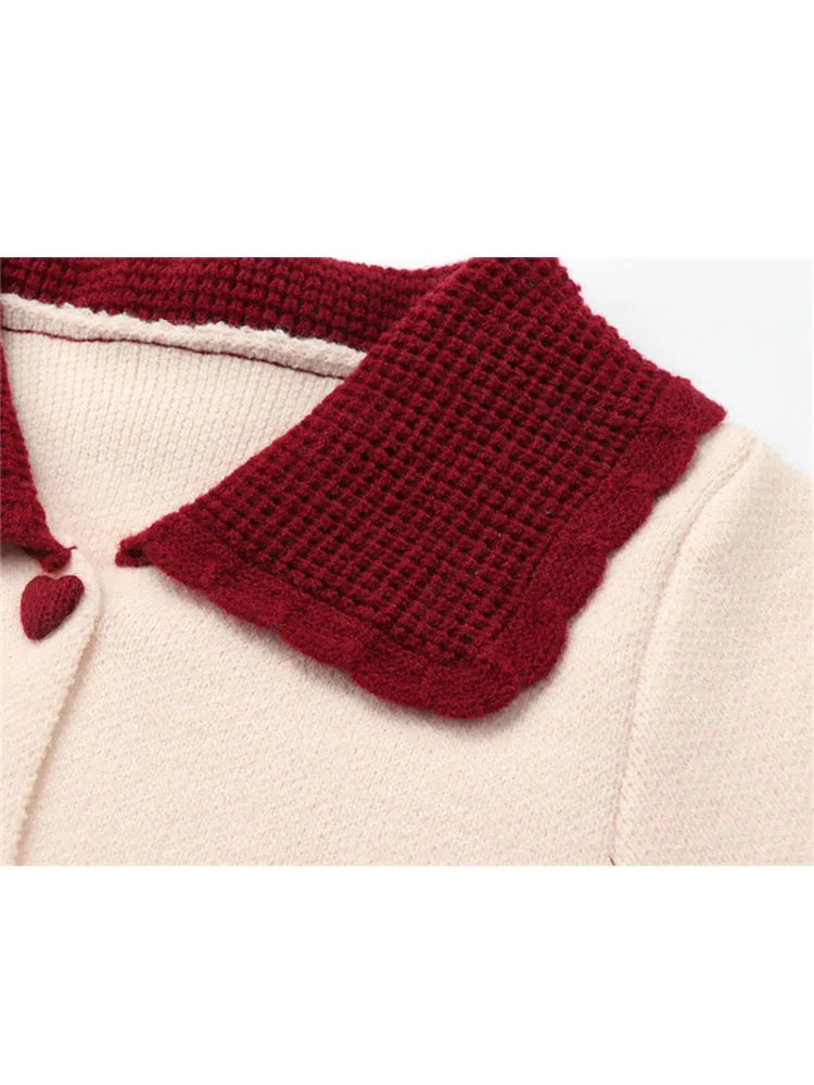 Women's Cashmere Sweater Loose Casual Turn-down Collar Single Breasted Knitted Pullovers Female Elegant Soft Sweet Retro Jumper