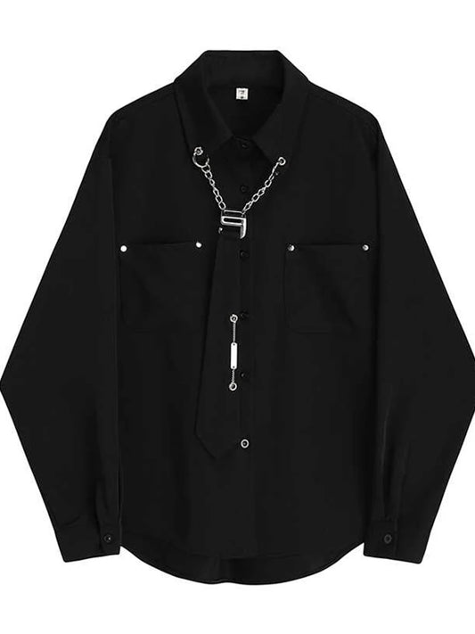 2025 Spring Gothic Punk Women's Blouses Long Sleeve Black Vintage High Street Harajuku Oversize Shirt Female Cardigan Tops