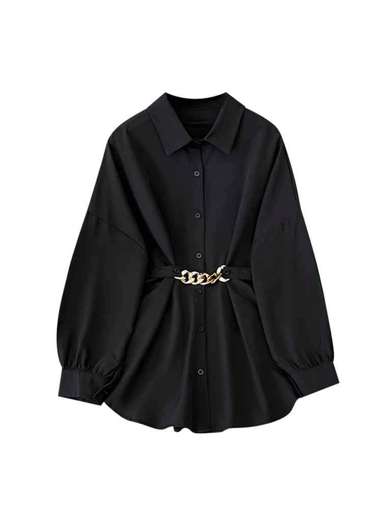 Gothic Y2K Blouse - Black Oversize Polo Neck Summer 2025